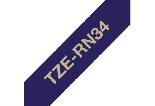Brother TZe-RN34 Beschriftungsband, 12mm, gold/dunkelblau