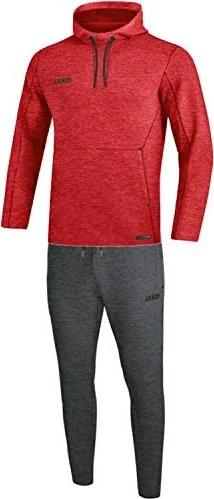 Jako Premium Basics mit Kapuzensweat Trainingsanzug rot/meliert