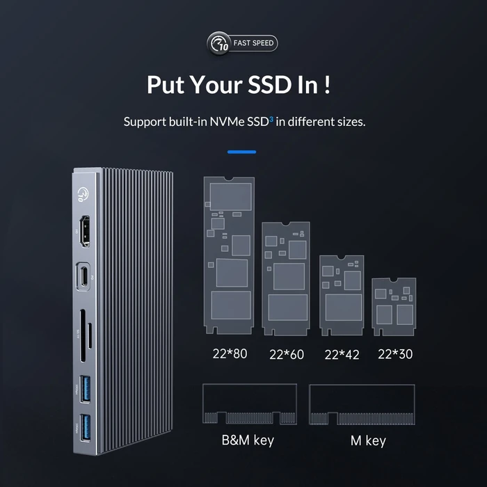 Orico Multifunctional Docking Station With SSD Enclosure, USB-C 3.1 [Buchse]