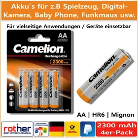 Camelion Rechargeable Mignon AA NiMH 2300mAh, 4er-Pack