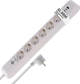 Brennenstuhl Überspannungsschutz-Steckdosenleiste, 6-fach, 1x USB-A/2x USB-C USB-PD, 2m, weiß