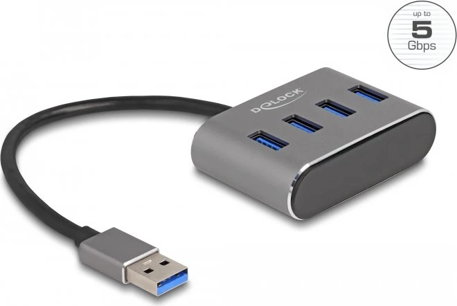 DeLOCK 4-Port USB-Hub, 4x USB-A 3.0, USB-A 3.0 [Stecker]