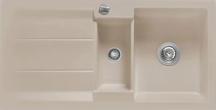 systemceram Genea 100 F Einbau Becken reversibel mit Ablauffernbedienung fango