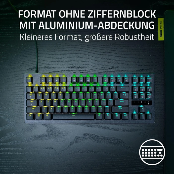 Razer Huntsman V3 Tenkeyless 8KHz, schwarz, LEDs RGB, Razer Analog Optical Switch Gen-2, USB, US