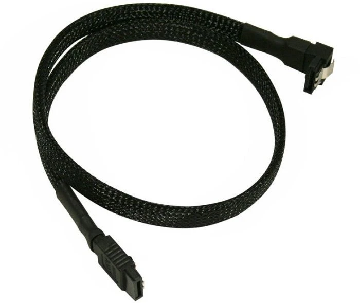 Nanoxia SATA 6Gb/s Kabel schwarz 0.45m gewinkelt mit Arretierung
