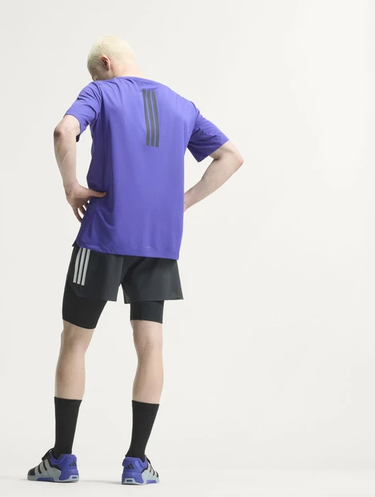 adidas D4T Primelift 3-Streifen Funktionsshirt kurzarm pure purple (Herren)