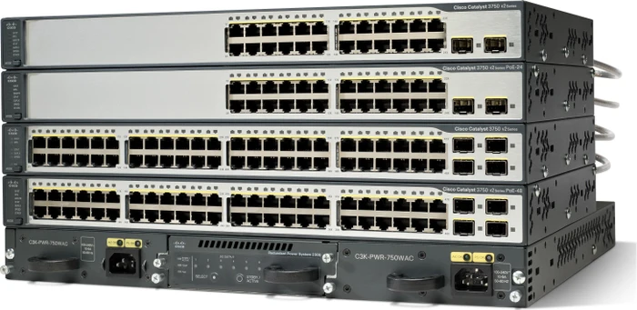 Cisco Catalyst 3750 V2 IP Base Rackmount Managed Stacking Switch, 24x RJ-45, 2x SFP