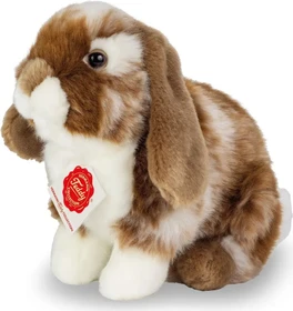 Teddy Hermann Hase sitzend 20cm dunkelbraun/weiß gescheckt