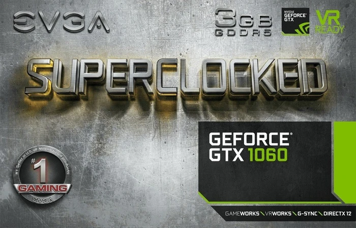 EVGA GeForce GTX 1060 SC Gaming, 3GB GDDR5, DVI, HDMI, 3x DP