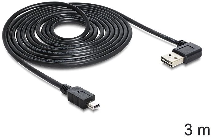 DeLOCK EASY-USB 2.0 Kabel, USB-A 90° horizontal gewinkelt [Stecker] auf Mini-USB [Stecker], 3m