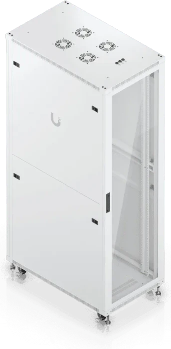 Ubiquiti 42U Rack Cabinet, 19" Rackschrank 42HE, mit Rollen, Glastür, weiß, 1000mm tief
