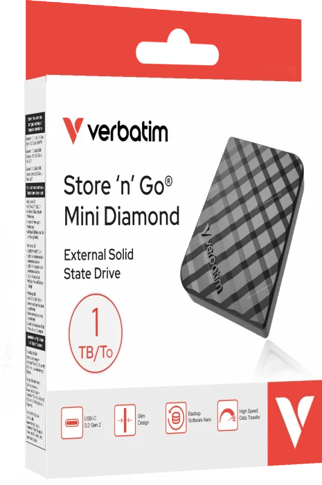 Verbatim Store 'n' Go Mini Diamond SSD, 1TB, USB-C 3.1