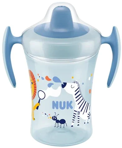 NUK Trainer Cup Trinklerntasse mit Trinktülle, 6+M, 230ml, zebra blau