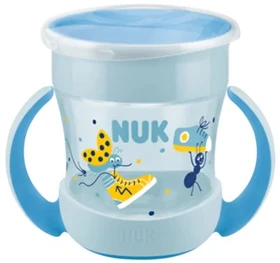 NUK Mini Magic Cup Trinkbecher mit Trinkrand und Deckel, 6+M, 160ml, ameise blau