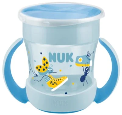 NUK Mini Magic Cup Trinkbecher mit Trinkrand und Deckel, 6+M, 160ml, ameise blau