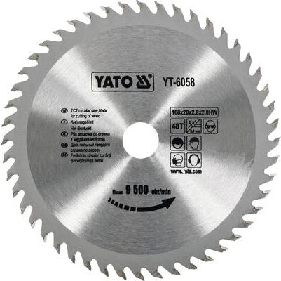Yato YT-6058 HM Kreissägeblatt 48Z, 160x2x20mm, 1 Stück
