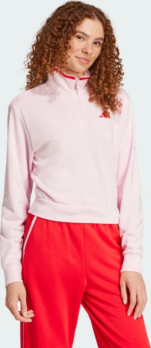 adidas Essentials Color Pop French Terry Crop Quarter-Zip Originals Sweatshirt clear pink (Damen)