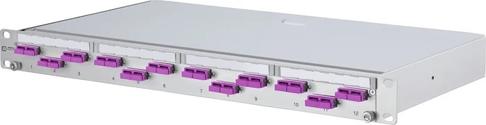 Metz Connect OpDAT PA splice LWL-Patchpanel SC-D Kupplungen, OM4 violett, 12-Port, 1HE, 1HE