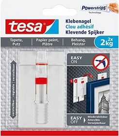 tesa Powerstrips Klebenagel höhenverstellbar Tapete/Putz weiß, 6 Stück