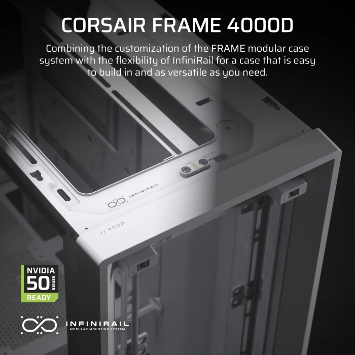 Corsair Frame 4000D, weiß, Glasfenster