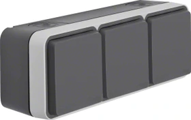 Berker W.1 Steckdose SCHUKO 3-fach waagerecht mit Klappdeckel AP, grau