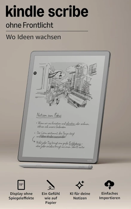 Amazon Kindle Scribe 3. Gen (2026) ohne Frontlicht, Graphit, 16GB Flash, mit Premium Eingabestift