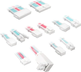 Kolink Core Pro Braided Cable Extension Kit 12V-2x6, Typ 2, Sense-Pins an der Unterseite, Brilliant White/Neon Blue/Pure Pink (COREPRO-EK-12VT2-BBP)