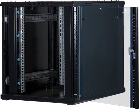 Rockstable 19" Serverschrank 18HE, Sicherheitsglastür, IP2X, schwarz, 900mm tief
