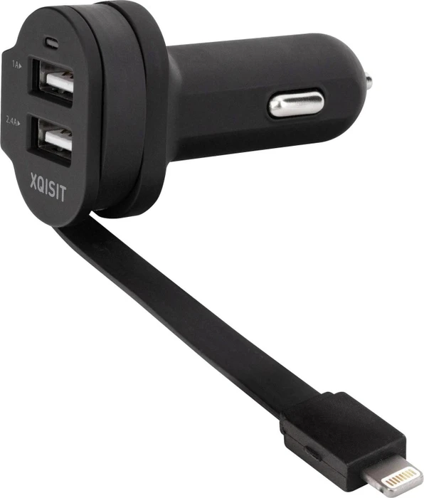 Xqisit Dual Car Charger 6A Lightning schwarz