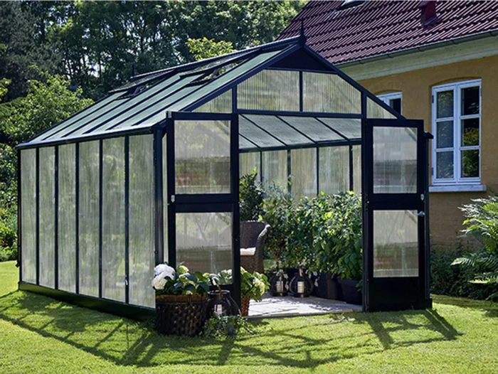 Juliana Premium 13m² 10mm Polycarbonat Gewächshaus anthrazit/schwarz