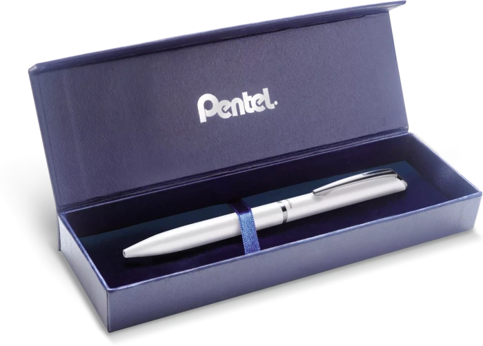 Pentel EnerGel HighClass BL2007 0.7mm/0.35mm Gelroller perlweiß, Geschenkbox
