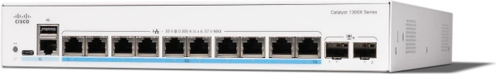 Cisco Catalyst 1300X Rackmount 5G Managed Switch, 10x RJ-45, 2x SFP28, 385W PoE++