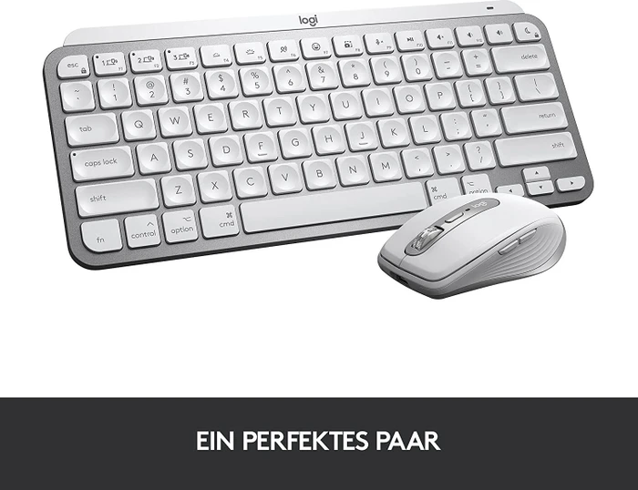 Logitech MX Keys Mini for Mac, LEDs weiß, Logi Bolt, Pale Gray, weiß/grau, USB/Bluetooth, DE
