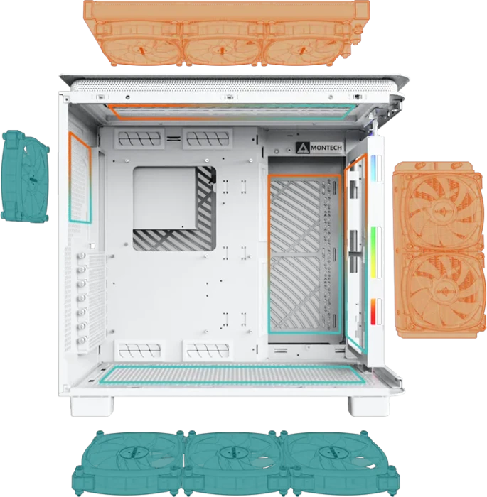 Montech King 95 Pro Pure White, weiß, Glasfenster