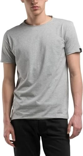 Replay Baumwolle Rundhals T-Shirt kurzarm light grey melange (Herren)