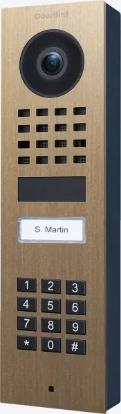 DoorBird D1101KV IP Video Türstation mit 1 Ruftaste, Keypad Modul, Messing, brüniert, Aufputz