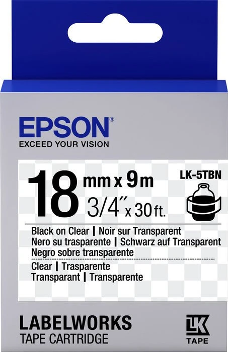 Epson LK-5TBN Beschriftungsband, 18mm, schwarz/transparent