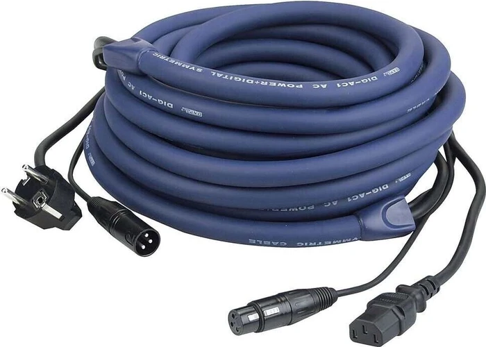 DAP Audio FP04 - Schuko/XLR M - IEC/XLR F, 15m blau