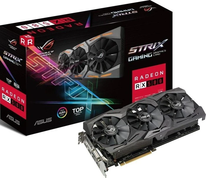 ASUS ROG Strix Radeon RX 580 TOP, ROG-STRIX-RX580-T8G-GAMING, 8GB GDDR5, DVI, 2x HDMI, 2x DP