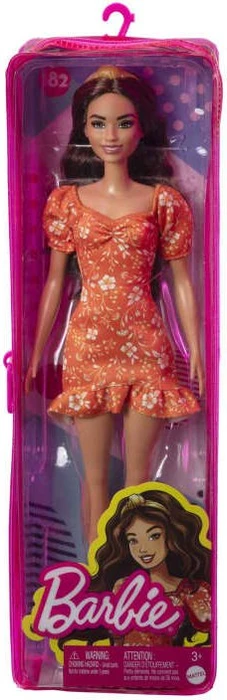 Mattel Barbie - Fashionistas Barbie orangefarbenes Blumenkleid