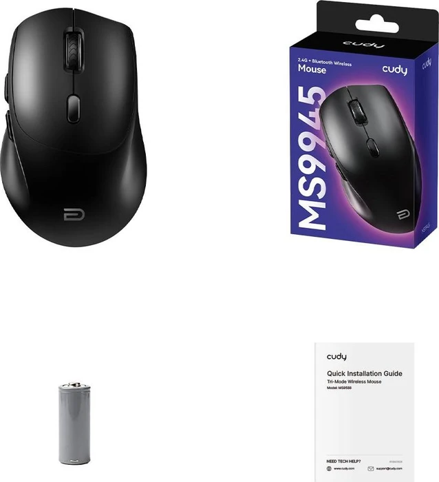 Cudy MS9945 Ergonomic Wireless Mouse, schwarz, USB/Bluetooth