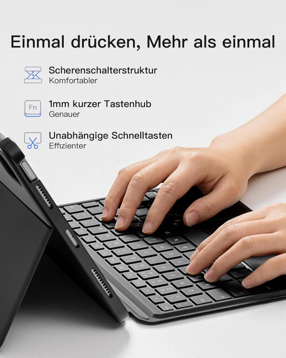 Inateck Abnehmbare Tastatur für iPad Air 4/iPad Air 5/iPad Air 6/iPad Pro 11", schwarz, DE