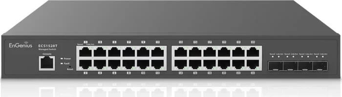 EnGenius Cloud Switch Series ECS Rackmount Gigabit Managed Switch, 24x RJ-45, 4x SFP+