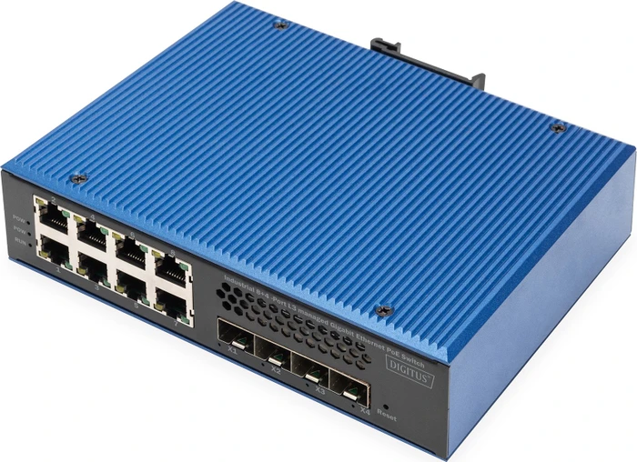 Digitus DN-65 Industrial Railmount Gigabit Managed Switch, 8x RJ-45, 4x SFP+, 240W PoE+