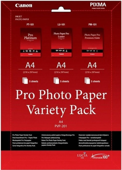 Canon PVP-201 Pro Photo Paper Variety Pack Fotopapier weiß, A4, 15 Blatt