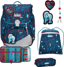 Scout Alpha LED White Unicorn Schultaschen-Set, 4-tlg.