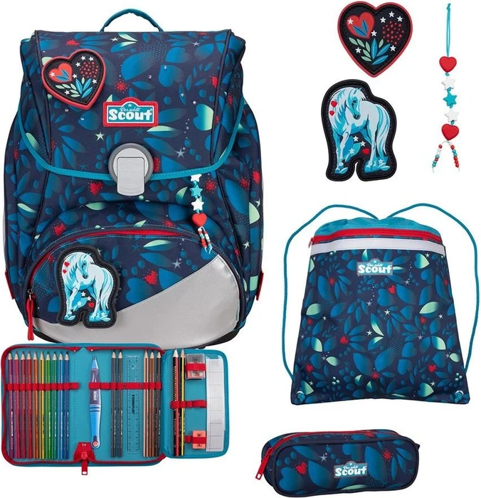 Scout Alpha LED White Unicorn Schultaschen-Set, 4-tlg.