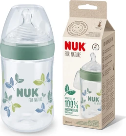 NUK For Nature Trinkflasche mit Temperature Control Silikon, 0+M, 260ml, grün