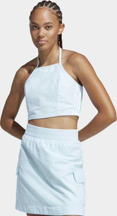 adidas Adicolor Classics Poplin Neckholder Crop-Top almost blue (Damen)
