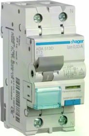 Hager Fehlerstrom-Leitungsschutzschalter 1P+N 10kA B-13A 30mA Typ A